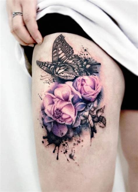 meaningful side thigh tattoos|elegant thigh tattoos for women.